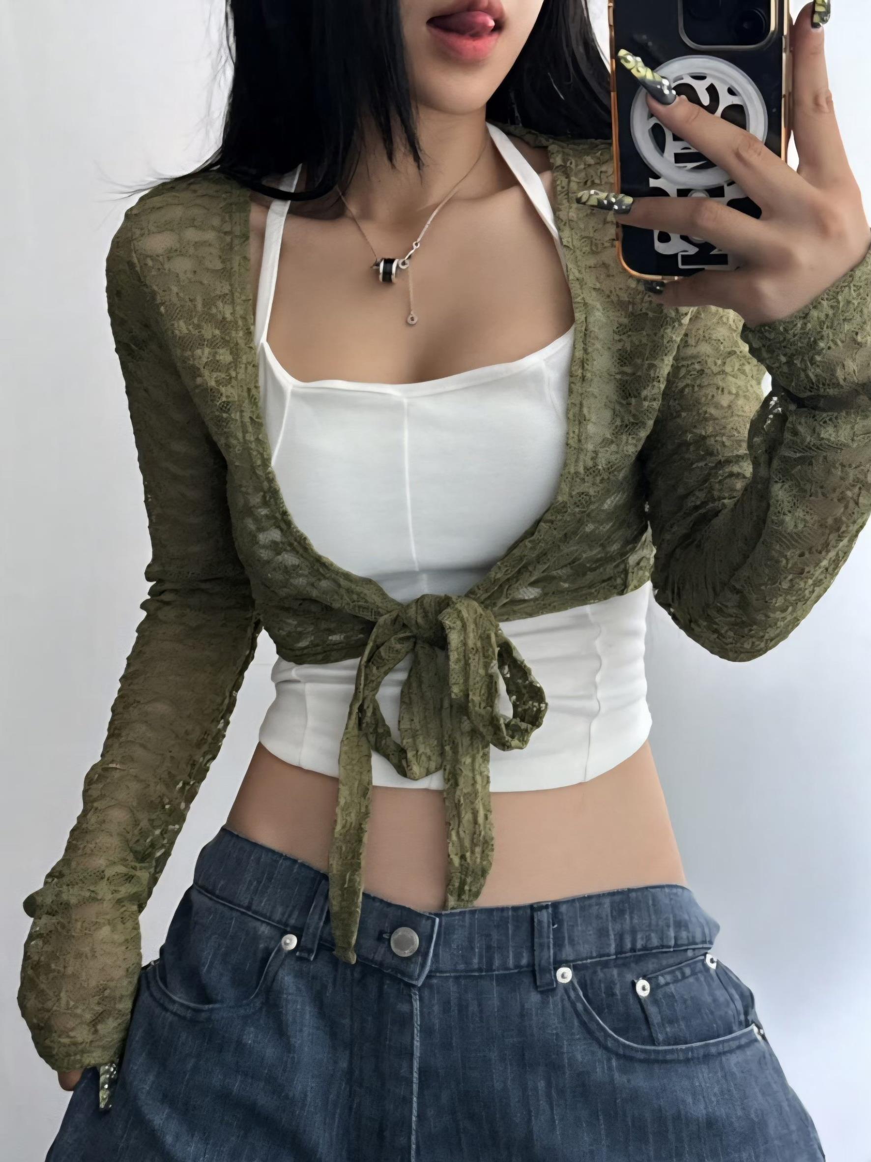 蕾絲綁帶小外套